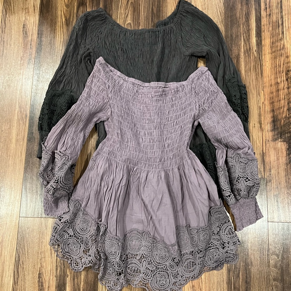 Lot of 2 Oddi off the shoulder lace tops